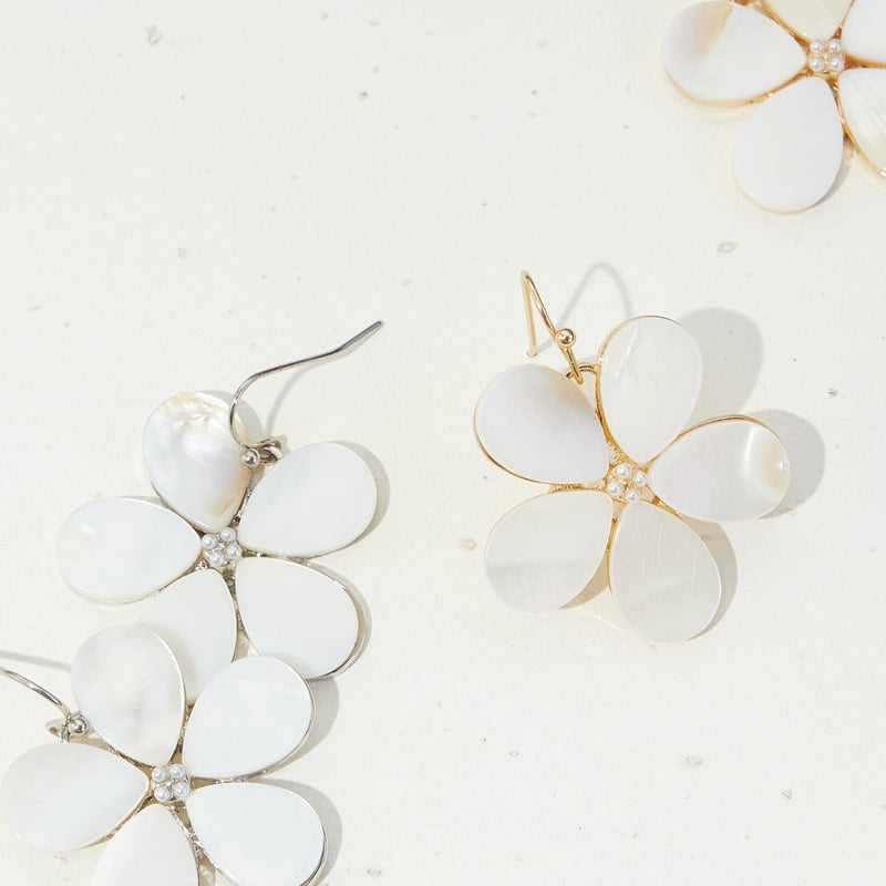 Floral Pearl Shell Dangling Earrings