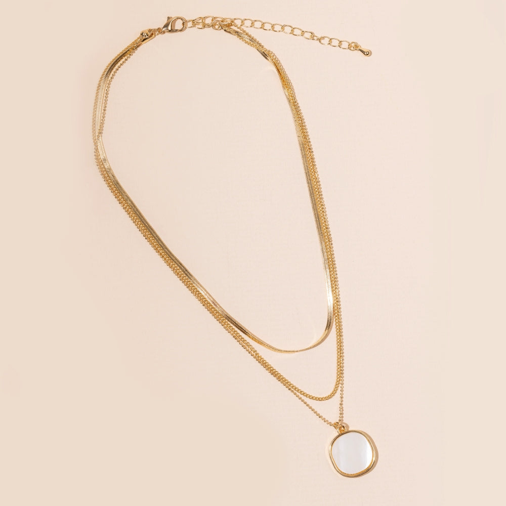 Round Charm Layered Necklace