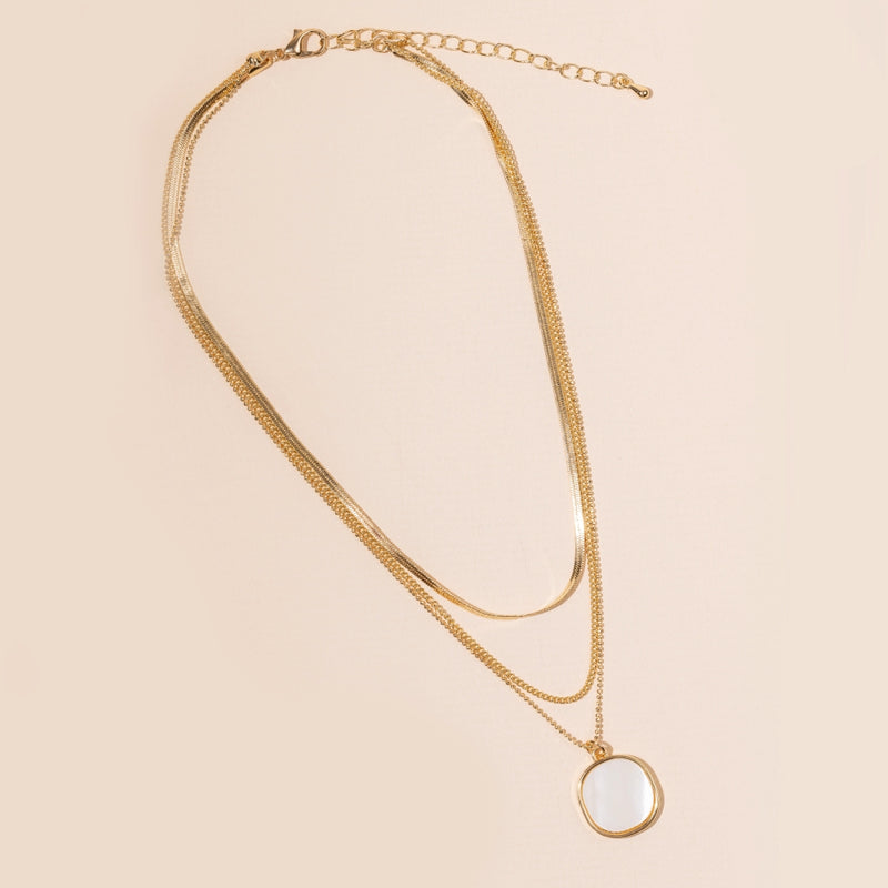 Round Charm Layered Necklace