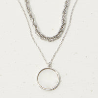Mother of Pearl Round Pendant Layered Necklace