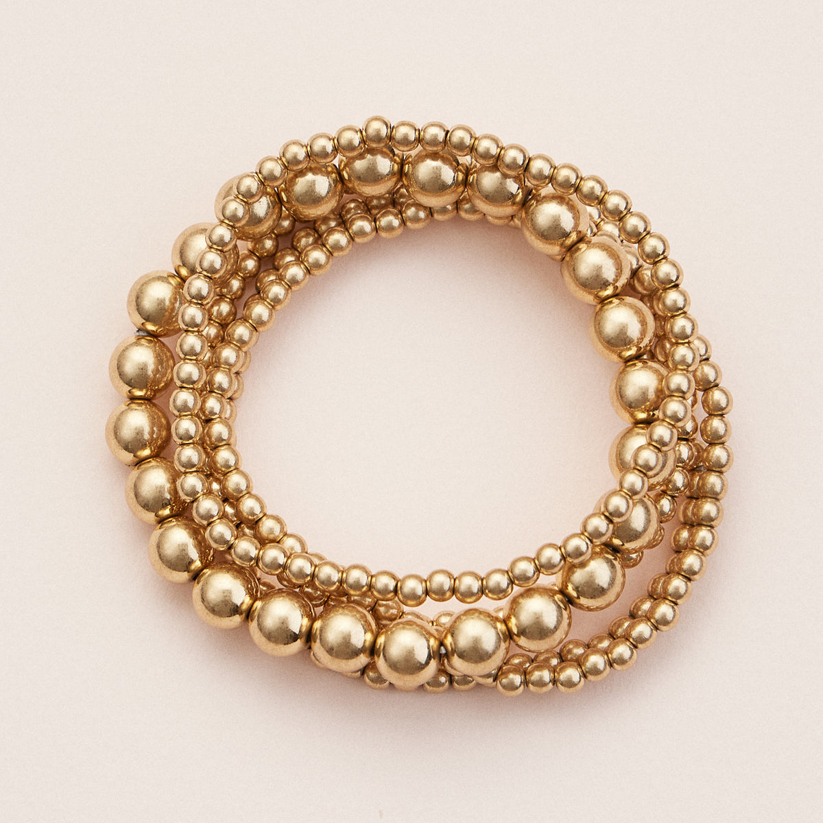 Copper Coated Beaded Stretch Bracelet Set – Stackable & Stylish