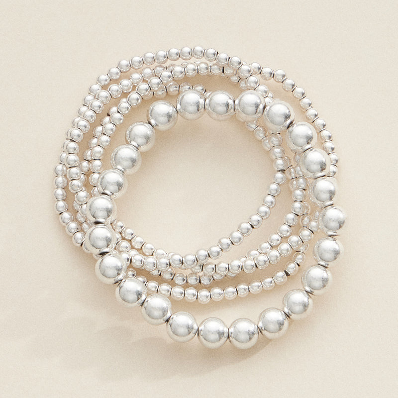 Copper Coated Beaded Stretch Bracelet Set – Stackable & Stylish