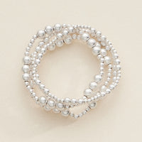 Gold and Silver Beaded Stretch Bracelet Set – Stackable Minimalist Jewelry