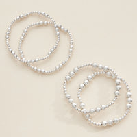 Gold and Silver Beaded Stretch Bracelet Set – Stackable Minimalist Jewelry