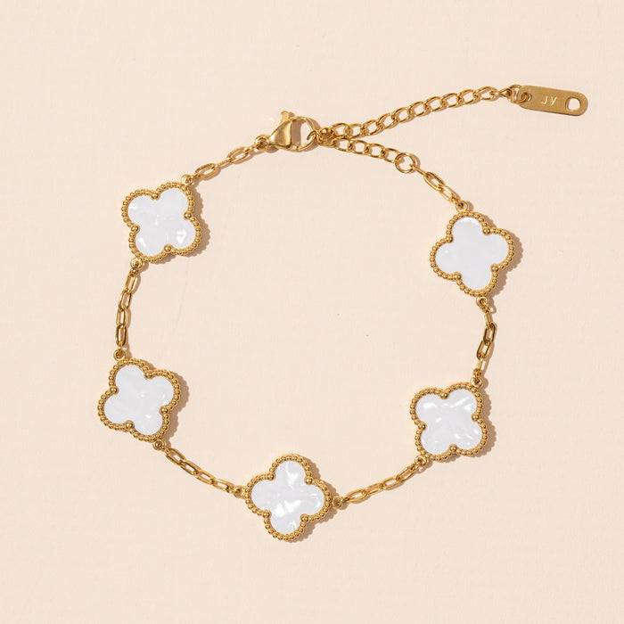 Floral Charms Stainless Steel Bracelet