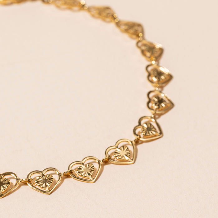Stainless Steel Heart Linked Bracelet