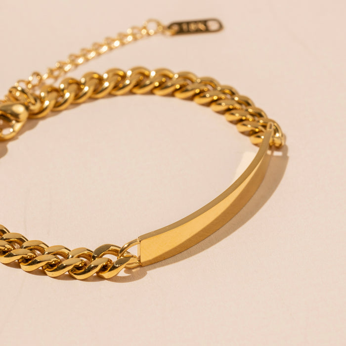 18K Gold Dipped Stainless Steel Chain Linked Bracelet