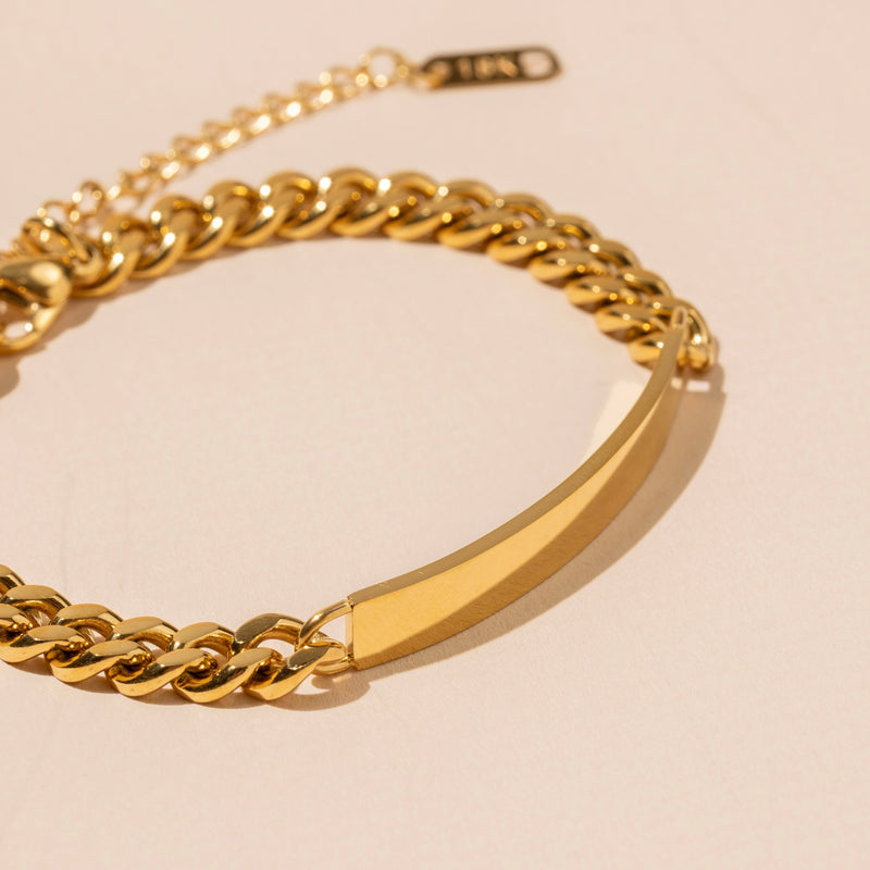 18K Gold Dipped Stainless Steel Chain Linked Bracelet