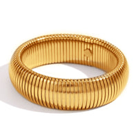18K Gold Plated Stainless Steel Bangle 2.2" Thick