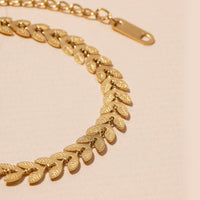 Stainless Steel Leaf Link Bracelet