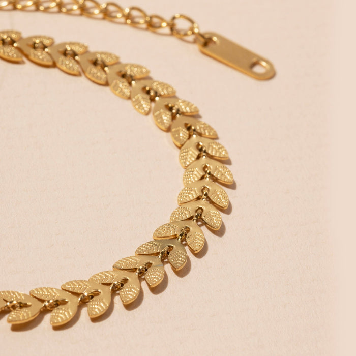 Stainless Steel Leaf Link Bracelet