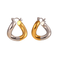 Double Color Stainless Steel 18K Plated Hoop Earrings