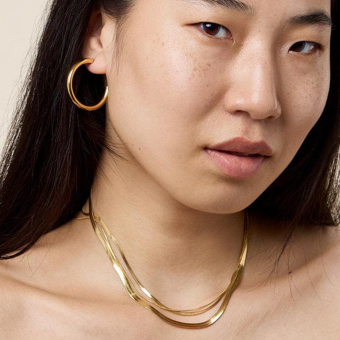 18k Gold Plated Stainless Steel Hoop Earrings