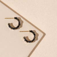 Wavy 18K Gold Dip Stainless Steel Hoop Earrings