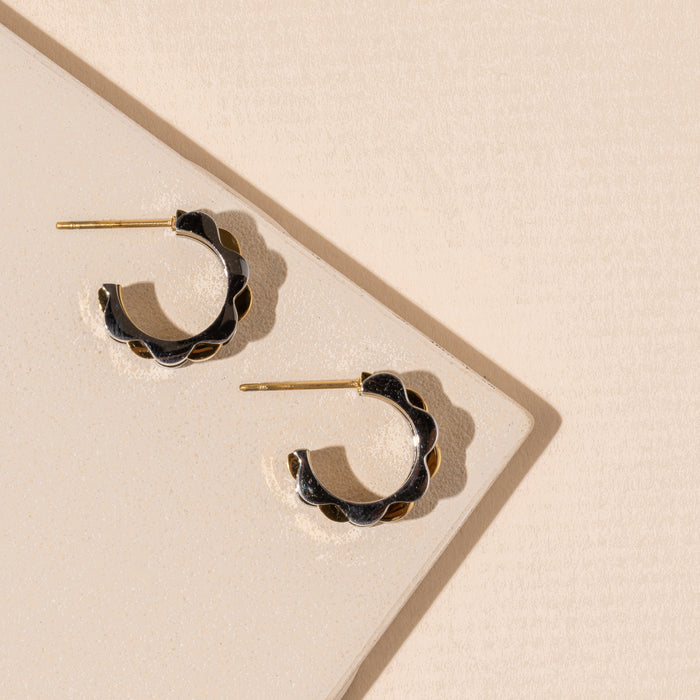 Wavy 18K Gold Dip Stainless Steel Hoop Earrings