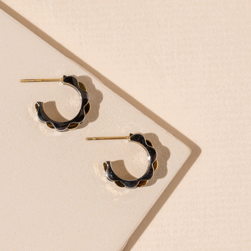 Wavy 18K Gold Dip Stainless Steel Hoop Earrings