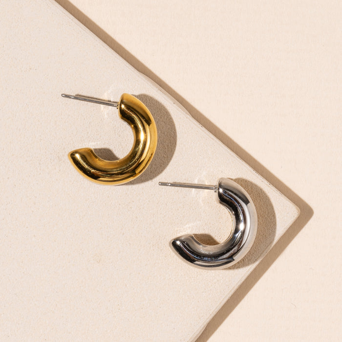 18K Gold Dip Stainless Steel Hoop Earrings