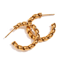 Stylish Twisted 18K Gold Plated Stainless Steel Earrings