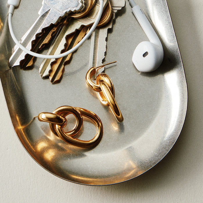 Stainless Steel Layered Link Drop Earrings – Polished