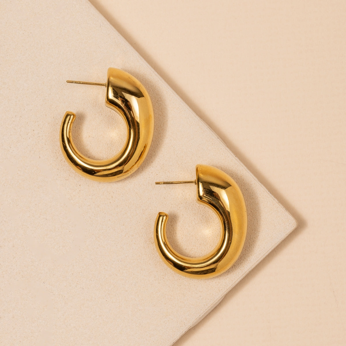 Open Hoop 18K Gold Dip Stainless Steel Earrings