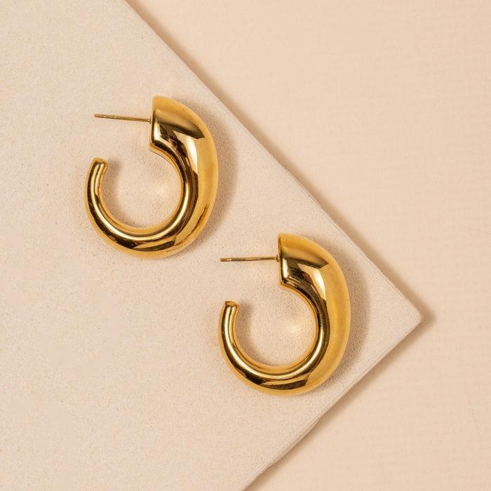 Open Hoop 18K Gold Dip Stainless Steel Earrings