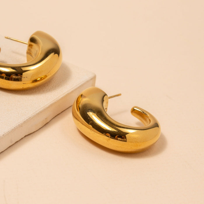 Open Hoop 18K Gold Dip Stainless Steel Earrings