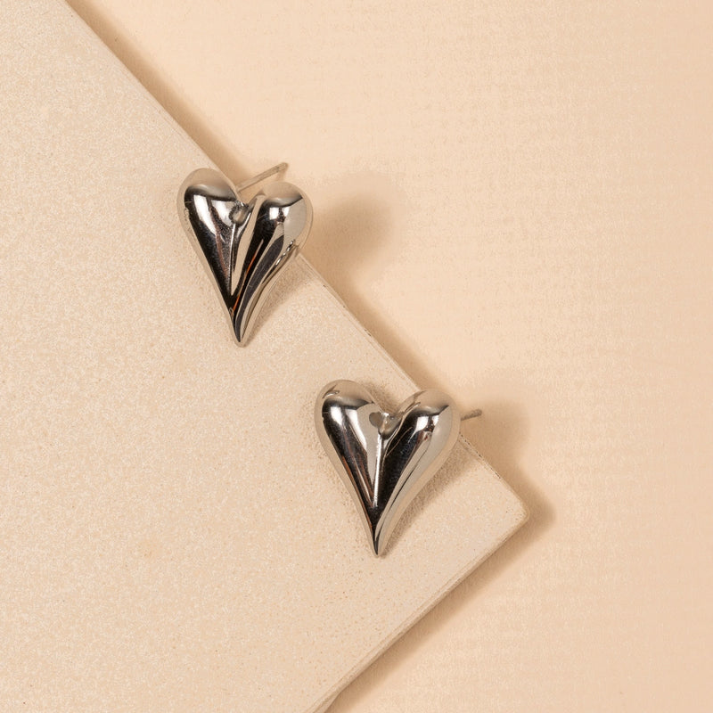 Heart 18K Gold Dip Stainless Steel Stud Earrings