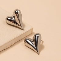 Heart 18K Gold Dip Stainless Steel Stud Earrings
