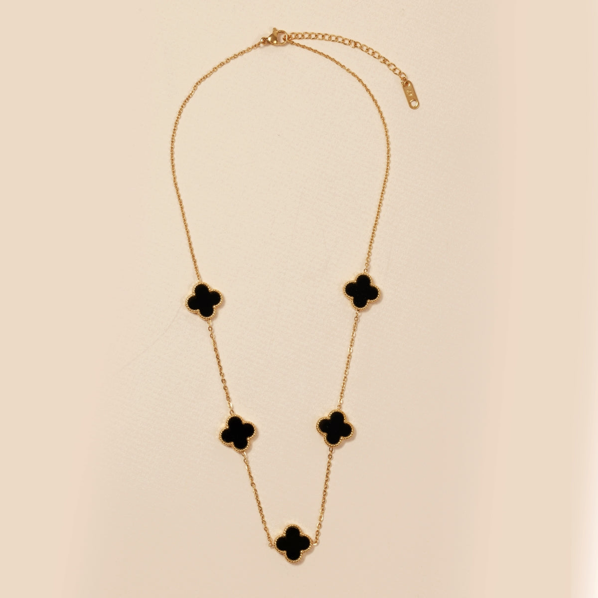 Floral Charms 18K Gold Dip Stainless Steel Short Necklace