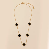 Floral Charms 18K Gold Dip Stainless Steel Short Necklace