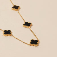 Floral Charms 18K Gold Dip Stainless Steel Short Necklace