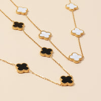 Floral Charms 18K Gold Dip Stainless Steel Short Necklace