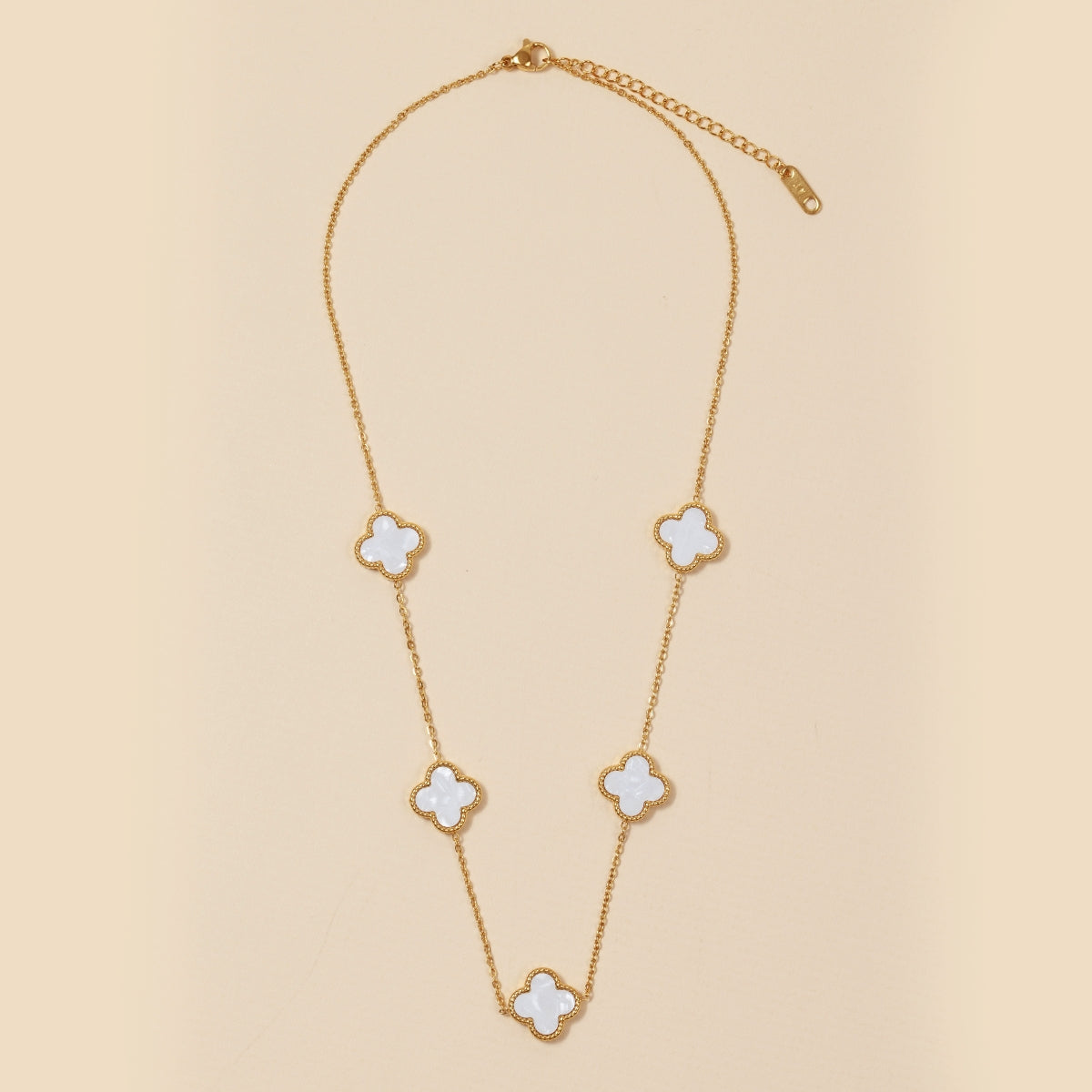 Floral Charms 18K Gold Dip Stainless Steel Short Necklace