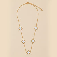 Floral Charms 18K Gold Dip Stainless Steel Short Necklace