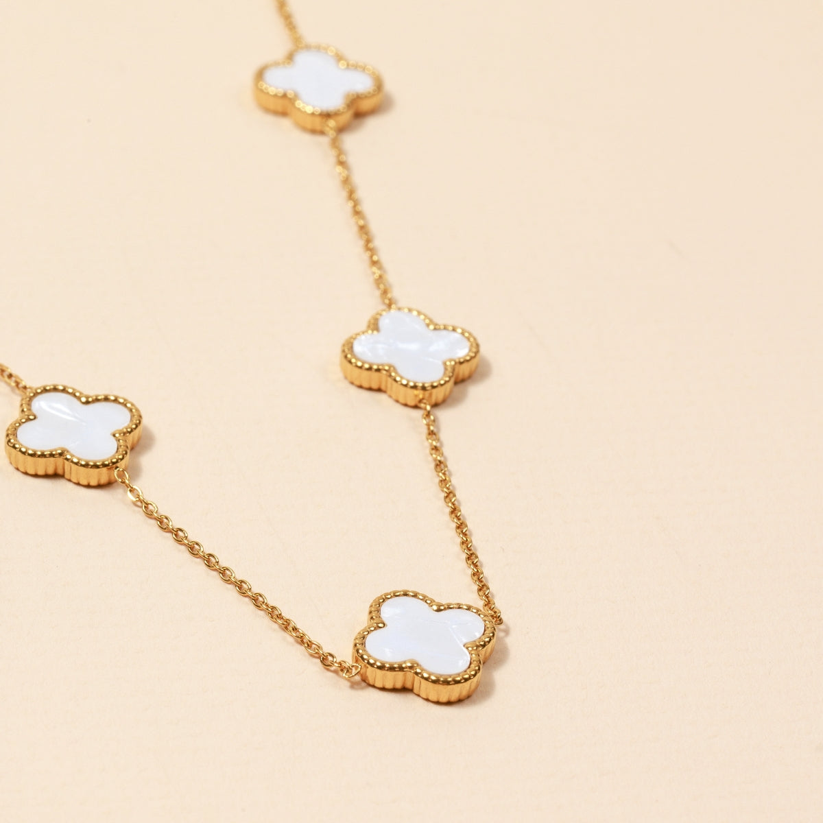 Floral Charms 18K Gold Dip Stainless Steel Short Necklace