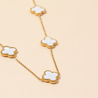 Floral Charms 18K Gold Dip Stainless Steel Short Necklace
