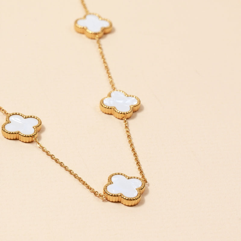 Floral Charms 18K Gold Dip Stainless Steel Short Necklace