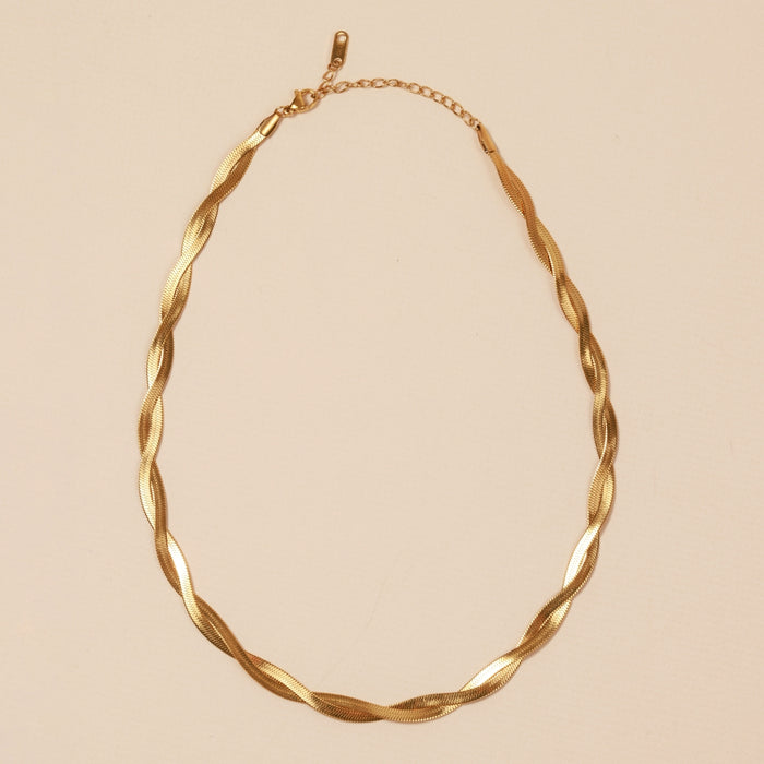 Twisted 18K Gold Dip Stainless Steel Necklace