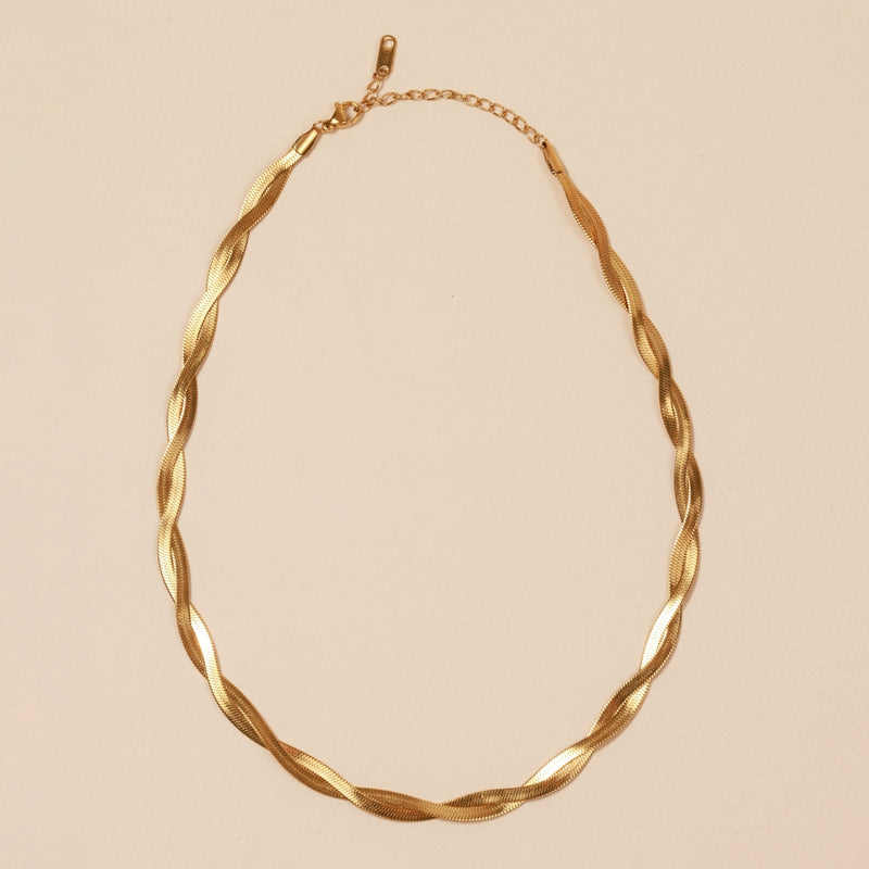 Twisted 18K Gold Dip Stainless Steel Necklace