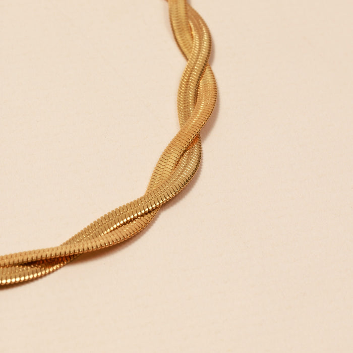 Twisted 18K Gold Dip Stainless Steel Necklace