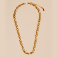 Linked 18K Gold Dip Stainless Steel Basic Necklace