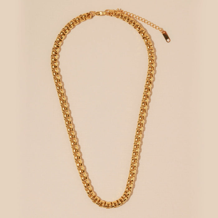 Linked 18K Gold Dip Stainless Steel Basic Necklace