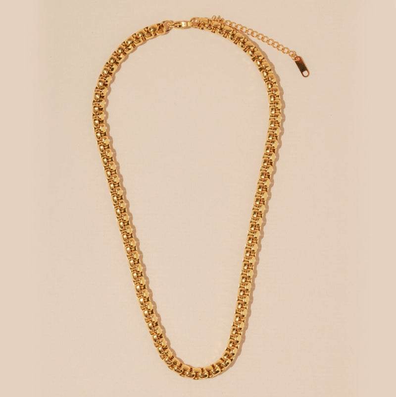 Linked 18K Gold Dip Stainless Steel Basic Necklace