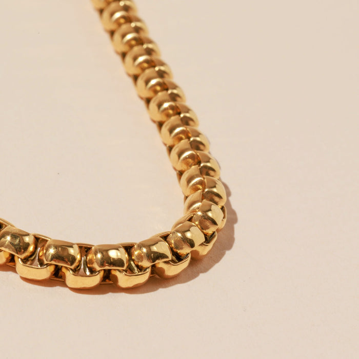 Linked 18K Gold Dip Stainless Steel Basic Necklace