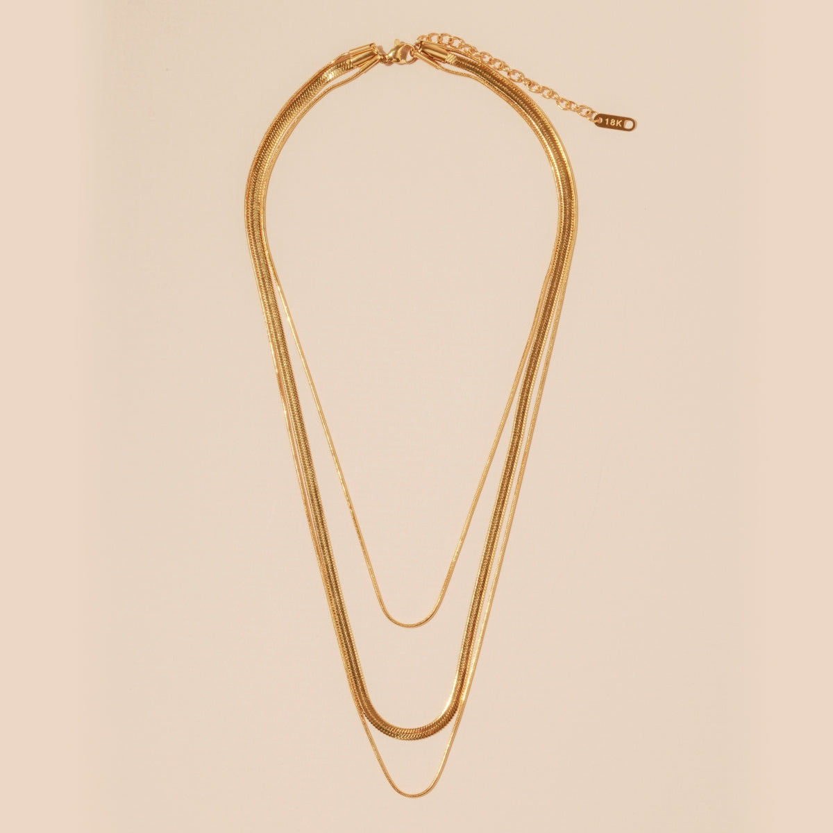 Layered 18K Gold Dip Stainless Steel Basic Necklace