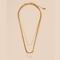 Layered 18K Gold Dip Stainless Steel Basic Necklace