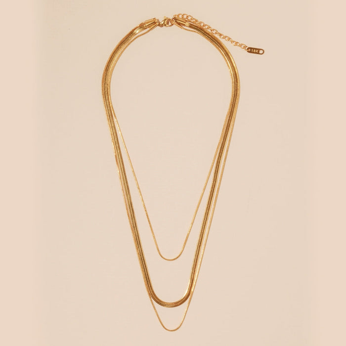 Layered 18K Gold Dip Stainless Steel Basic Necklace