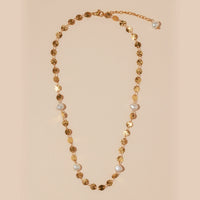 Pearls & Round Charms 18K Gold Dip Stainless Steel Necklace