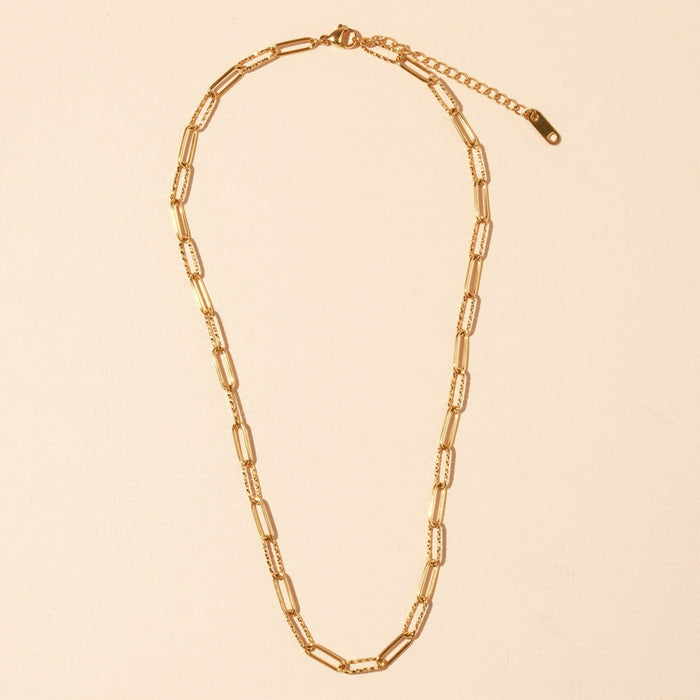 Chain Linked 18K Gold Dip Stainless Steel Necklace