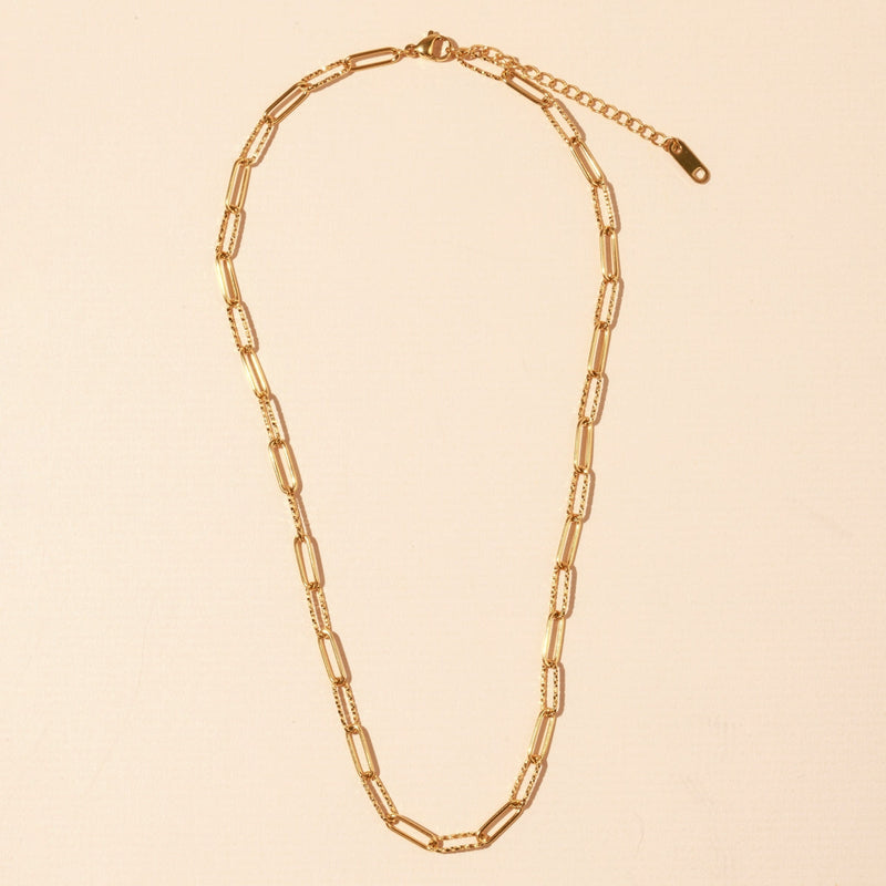 Chain Linked 18K Gold Dip Stainless Steel Necklace